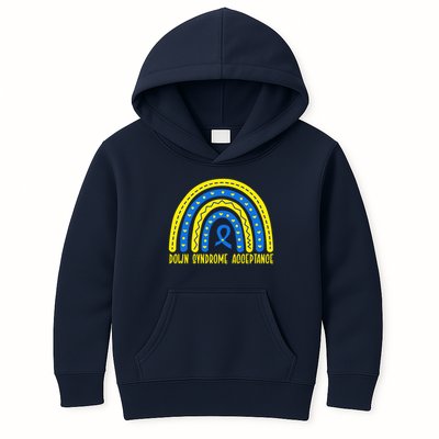 Down Syndrome Acceptance Rainbow Ribbon  Kids Hoodie