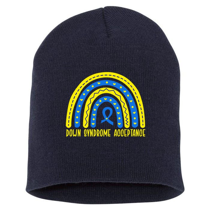 Down Syndrome Acceptance Rainbow Ribbon  Short Acrylic Beanie