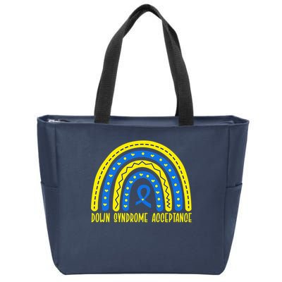 Down Syndrome Acceptance Rainbow Ribbon  Zip Tote Bag