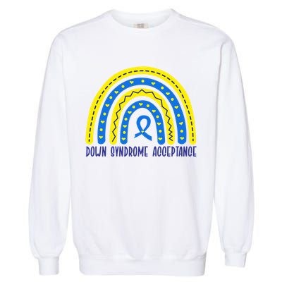 Down Syndrome Acceptance Rainbow Ribbon  Garment-Dyed Sweatshirt