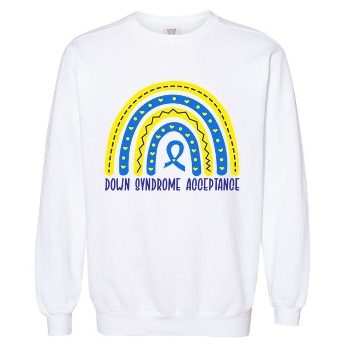 Down Syndrome Acceptance Rainbow Ribbon  Garment-Dyed Sweatshirt
