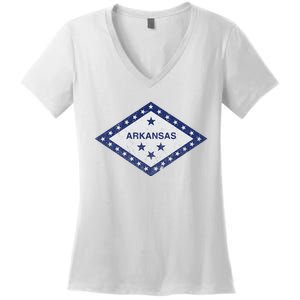 Distressed Stars Arkansas State Flag Women's V-Neck T-Shirt