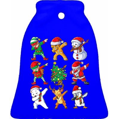 Dabbing Santa And Friends Meaningful Gift Cute Christmas Santa Dabbing Cute Gift Ceramic Bell Ornament