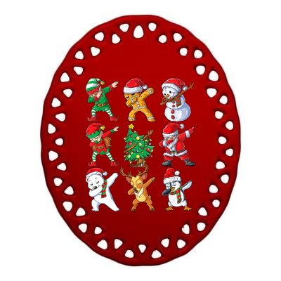 Dabbing Santa And Friends Meaningful Gift Cute Christmas Santa Dabbing Cute Gift Ceramic Oval Ornament