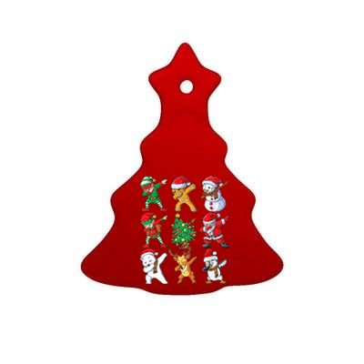 Dabbing Santa And Friends Meaningful Gift Cute Christmas Santa Dabbing Cute Gift Ceramic Tree Ornament