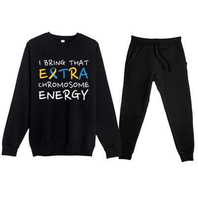 Down Syndrome Awareness Extra Chromosome Premium Crewneck Sweatsuit Set