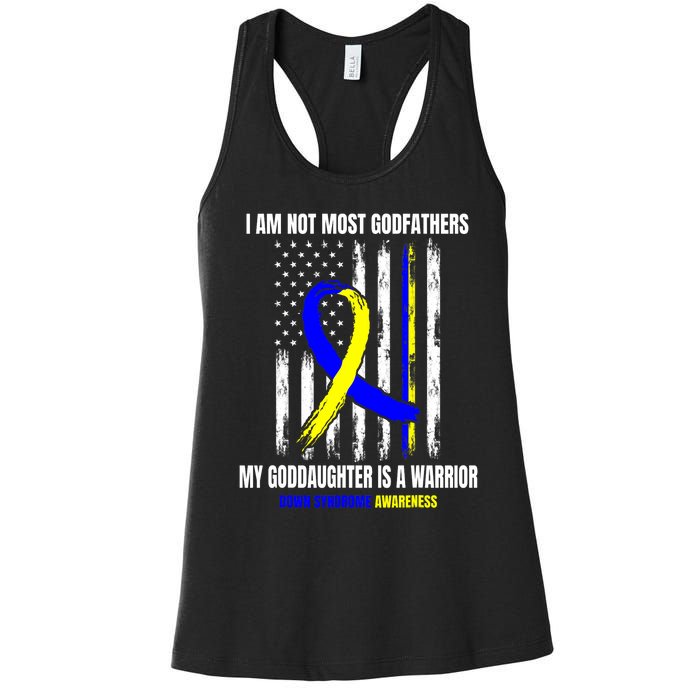 Down Syndrome Awareness Godfather Goddaughter American Flag Women's Racerback Tank