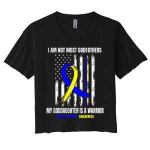 Down Syndrome Awareness Godfather Goddaughter American Flag Women's Crop Top Tee