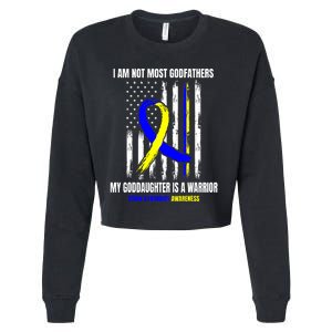 Down Syndrome Awareness Godfather Goddaughter American Flag Cropped Pullover Crew