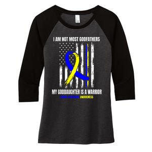 Down Syndrome Awareness Godfather Goddaughter American Flag Women's Tri-Blend 3/4-Sleeve Raglan Shirt