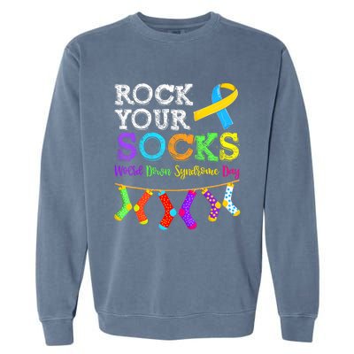 Down Syndrome Awareness  Rock Your Socks Garment-Dyed Sweatshirt