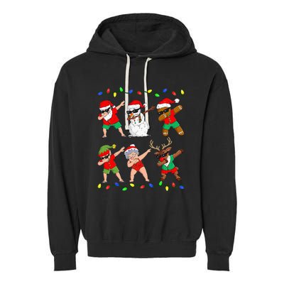 Dabbing Santa And Friends Christmas In July Xmas Garment-Dyed Fleece Hoodie