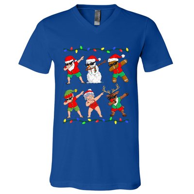 Dabbing Santa And Friends Christmas In July Xmas V-Neck T-Shirt