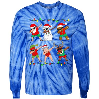 Dabbing Santa And Friends Christmas In July Xmas Tie-Dye Long Sleeve Shirt