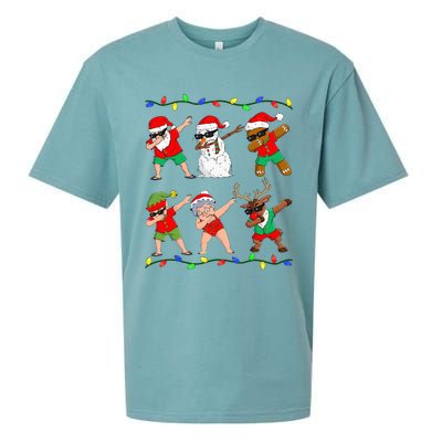 Dabbing Santa And Friends Christmas In July Xmas Sueded Cloud Jersey T-Shirt