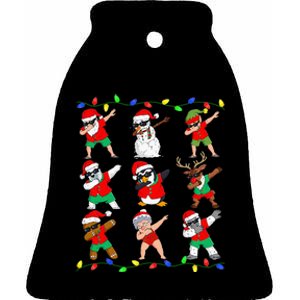 Dabbing Santa And Friends Christmas In July Xmas Ceramic Bell Ornament