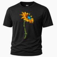 Down Syndrome Awareness Butterfly Sunflower Cooling Performance Crew T-Shirt