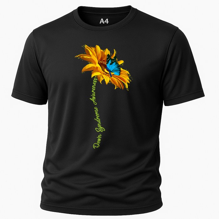 Down Syndrome Awareness Butterfly Sunflower Cooling Performance Crew T-Shirt