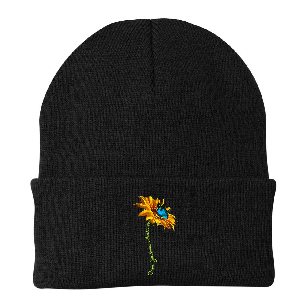 Down Syndrome Awareness Butterfly Sunflower Beanie