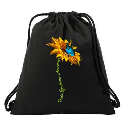 Down Syndrome Awareness Butterfly Sunflower Drawstring Bag