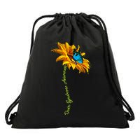 Down Syndrome Awareness Butterfly Sunflower Drawstring Bag