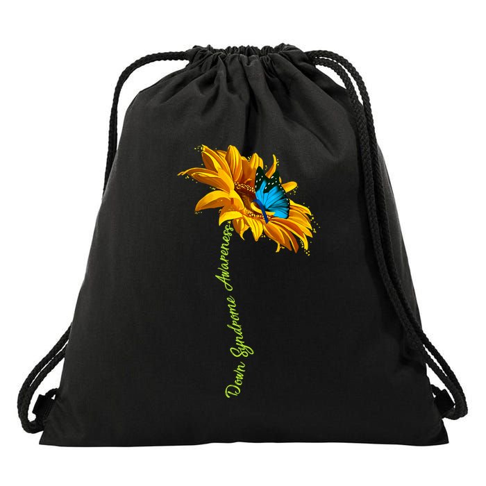 Down Syndrome Awareness Butterfly Sunflower Drawstring Bag