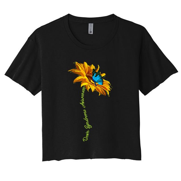 Down Syndrome Awareness Butterfly Sunflower Crop Top