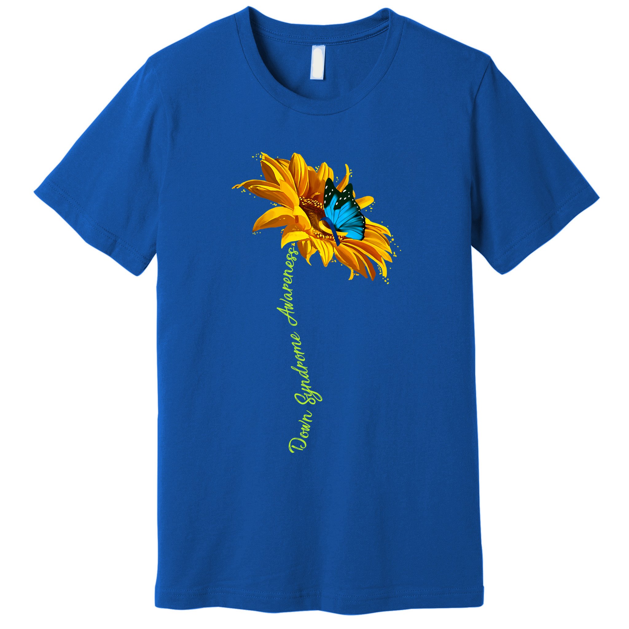 Down Syndrome Awareness Butterfly Sunflower Premium T-Shirt