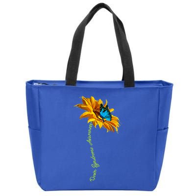 Down Syndrome Awareness Butterfly Sunflower Zip Tote Bag
