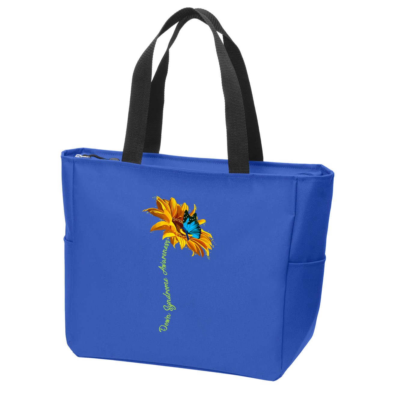 Down Syndrome Awareness Butterfly Sunflower Zip Tote Bag