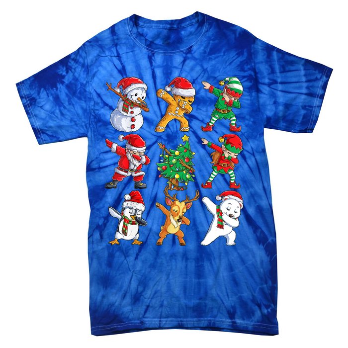 Dabbing Santa And Friends Gift Cute Christmas Santa Dabbing Gift Tie-Dye T-Shirt