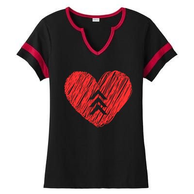 Down Syndrome Awareness Heart Ladies Halftime Notch Neck Tee