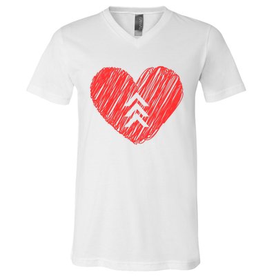 Down Syndrome Awareness Heart V-Neck T-Shirt