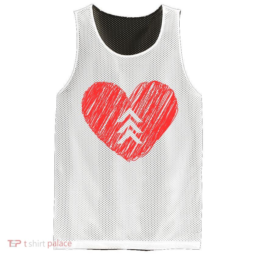 Down Syndrome Awareness Heart Mesh Reversible Basketball Jersey Tank