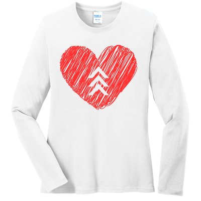 Down Syndrome Awareness Heart Ladies Long Sleeve Shirt