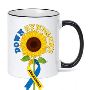 Down Syndrome Awareness Sunflower Ribbon 11oz Black Color Changing Mug