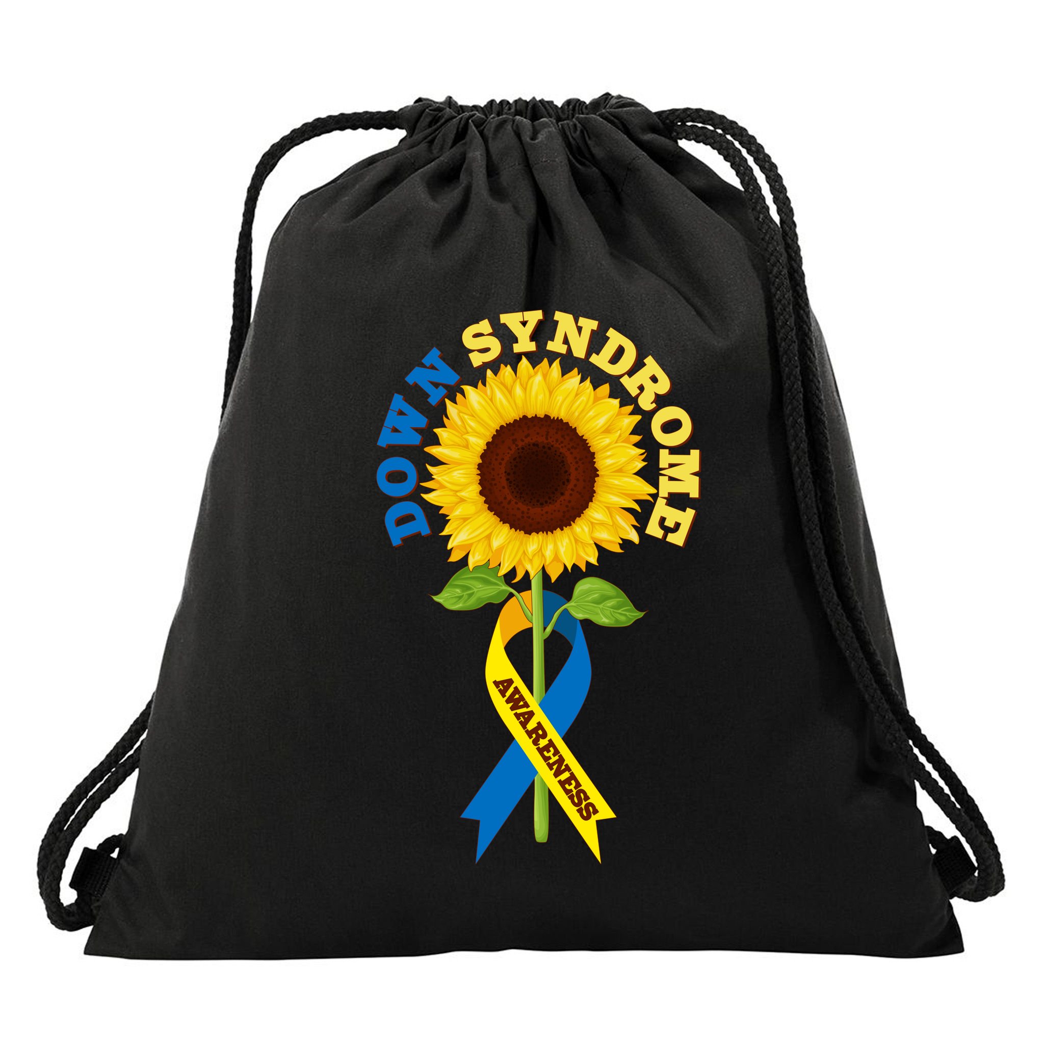 Down Syndrome Awareness Sunflower Ribbon Drawstring Bag