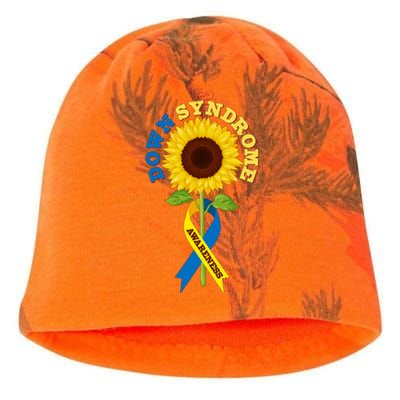 Down Syndrome Awareness Sunflower Ribbon Kati - Camo Knit Beanie