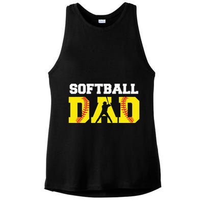 Dad Softball Apparel Yellow Softball Dad Ladies PosiCharge Tri-Blend Wicking Tank