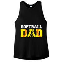 Dad Softball Apparel Yellow Softball Dad Ladies PosiCharge Tri-Blend Wicking Tank