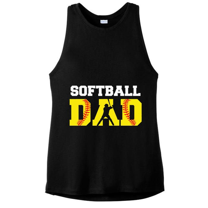 Dad Softball Apparel Yellow Softball Dad Ladies PosiCharge Tri-Blend Wicking Tank