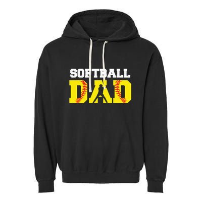 Dad Softball Apparel Yellow Softball Dad Garment-Dyed Fleece Hoodie