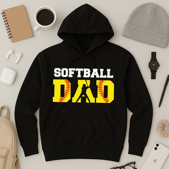 Dad Softball Apparel Yellow Softball Dad Hoodie