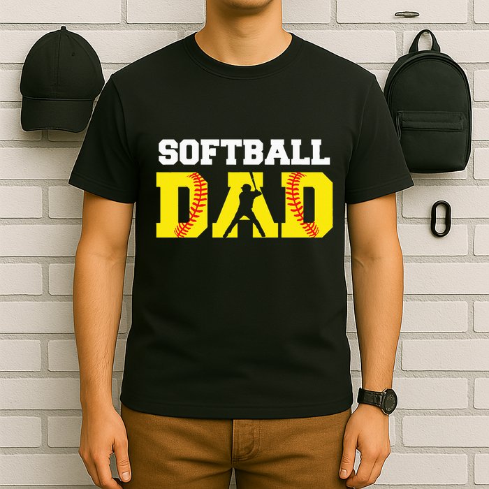 Dad Softball Apparel Yellow Softball Dad T-Shirt