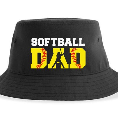 Dad Softball Apparel Yellow Softball Dad Sustainable Bucket Hat