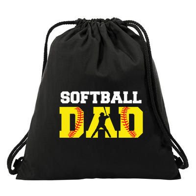 Dad Softball Apparel Yellow Softball Dad Drawstring Bag