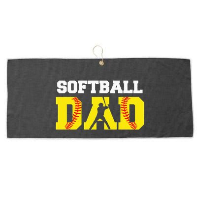 Dad Softball Apparel Yellow Softball Dad Large Microfiber Waffle Golf Towel
