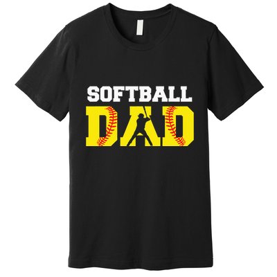 Dad Softball Apparel Yellow Softball Dad Premium T-Shirt