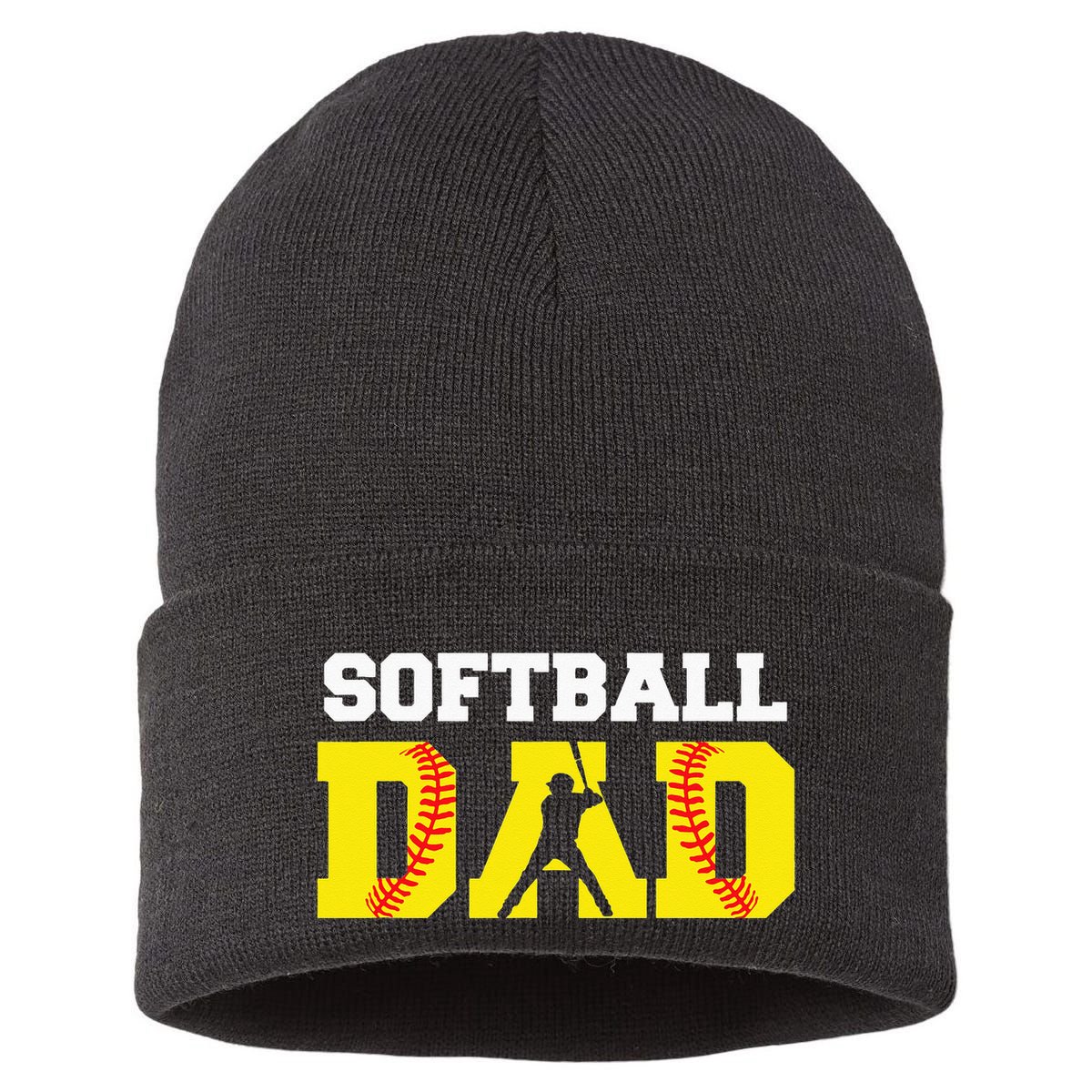 Dad Softball Apparel Yellow Softball Dad Sustainable Knit Beanie