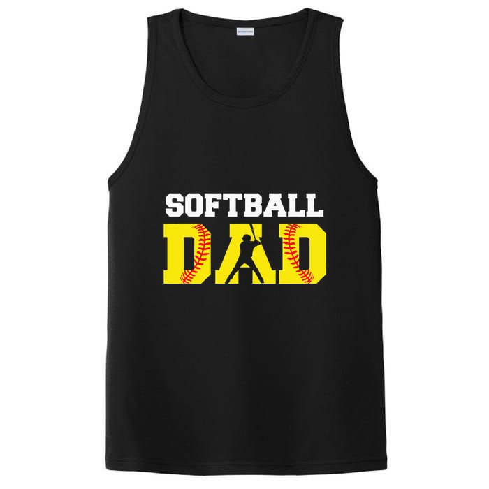 Dad Softball Apparel Yellow Softball Dad PosiCharge Competitor Tank